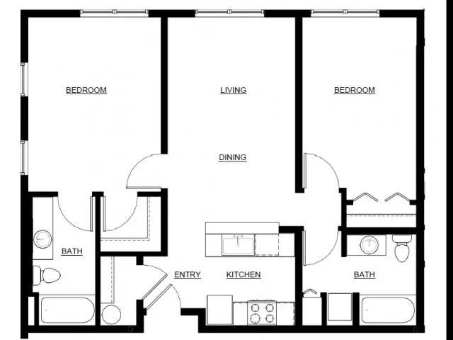 TWO BEDROOM B floor plan
